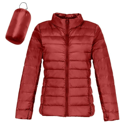 CHUOU Women Warm Lightweight Jacket Hoodless Windproof Winter Coat With Recycled Insulation Winter Slim Short Hooded Warm White Down Coat Outerwear