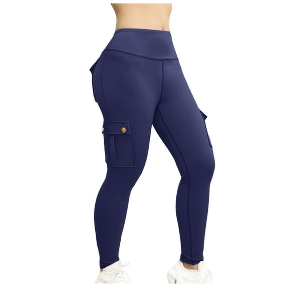 CHUOU Women Yoga Basic Wide Waistband Solid Overalls Pants Active Bottoms Sports Multiple Pockets Pants