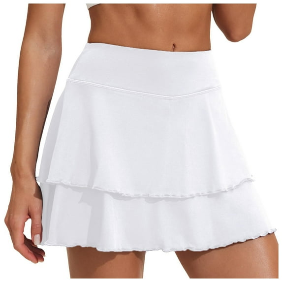 CHUOU Women's Double Layered Pleats Tennis Skirts For Women High Waisted Skirt With Shorts Pockets Workout Athletic Skort For Summer Casual Sports Skirts