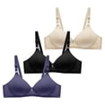 thumbnail image 1 of CHUOU Women's Front Side Buckle Lace Edge Without Steel Ring Movement Seamless Gathering Adjustment Yoga Sleep Large Bra, 1 of 1
