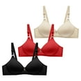 thumbnail image 1 of CHUOU Women's Front Side Buckle Lace Edge Without Steel Ring Movement Seamless Gathering Adjustment Yoga Sleep Large Bra, 1 of 1
