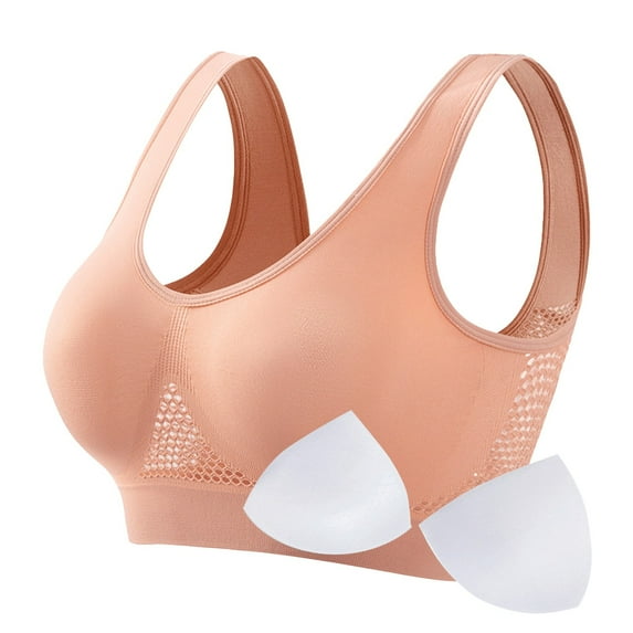 CHUOU Women's Plus Size Proof Running Fitness Yoga Vest Thin Padded No Wire Push Up Breathable Sports Bra