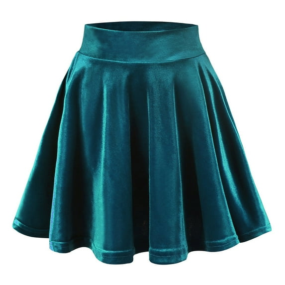 CHUOU Women's Shiny Flared Pleated Mini Skater Skirt