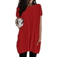 thumbnail image 1 of CHUOU Womens Summer Casual Solid Loose Pullover Crewneck Shirts Short Sleeve Tunic Tops Blouse With Pockets, 1 of 5