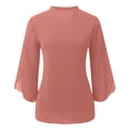 thumbnail image 1 of CHUOU Womens Tops Dressy Casual Ruffle 3/4 Sleeve V Neck Double Chiffon Blouses, 1 of 5
