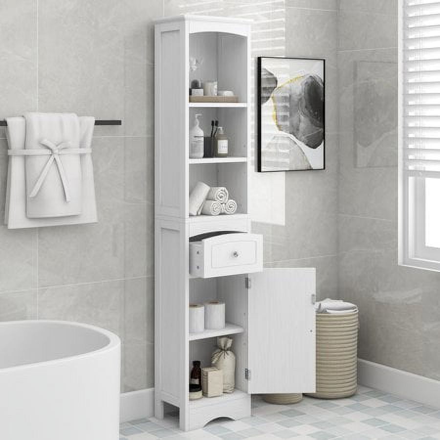 OYEAL Bathroom Storage Cabinet Freestanding Bathroom Shelf with Drawer Toilet Paper Storage Stand 3 Tier Bathroom Towel Storage Organ