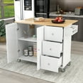 thumbnail image 1 of Harper & Bright Designs Kitchen Island Cart with Drop Leaf Breakfast Bar Wood Top, Rolling Kitchen Cart with Storage Drawes and Towel Rack Doors, White, 1 of 15