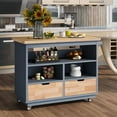 thumbnail image 1 of Harper & Bright Designs Rolling Kitchen Island Cart on Wheels, Dining Cart Kitchen Trolley Cart with Drawers and Storage Space, 1 of 7