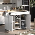 thumbnail image 1 of Harper & Bright Designs Rolling Mobile Kitchen Island Cart with 2 Storage Cabinets and 4 Locking Wheels, Wine Racks, Drawers, Spice & Towel Rack, 1 of 8