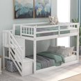 thumbnail image 1 of Harper & Bright Designs Twin Over Twin Bunk Bed Wood Floor Bunk Bed, Ladder with Storage for Living Room, Guest Room, Children Room, 1 of 11