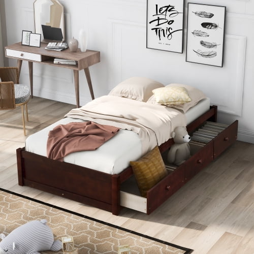 Churanty Twin to King Wooden Daybed with Twin Size Trundle Bed and Two  Storage Drawers, Extendable Bed Frame, Sofa Bed for Bedroom Living Room,  Espresso 