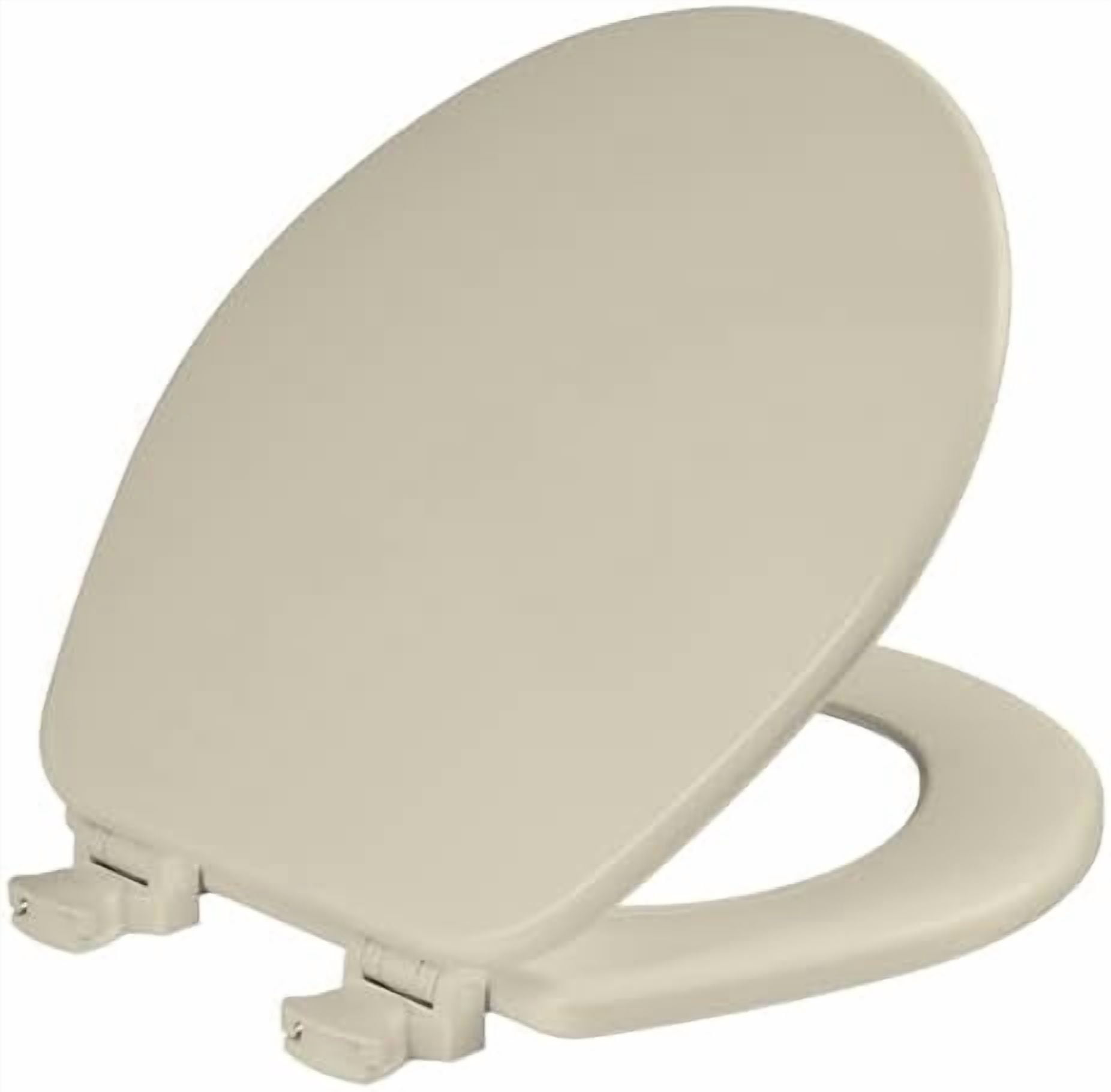 CHURCH 540EC 006 Toilet Seat with Easy Clean & Change Hinge, ROUND, Durable Enameled Wood, Bone