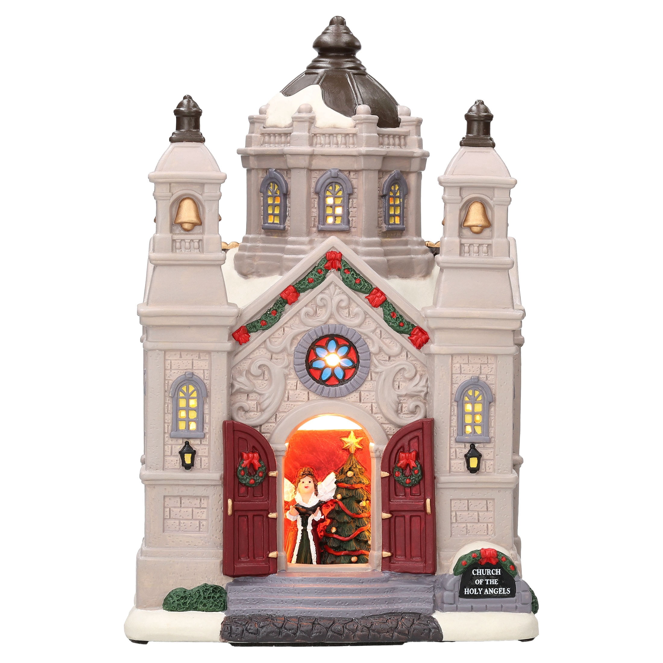 Light-Up Porcelain Church Christmas Village Building, Multicolor, 10.37", by Holiday Time