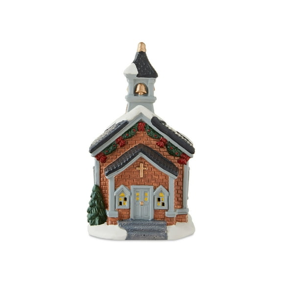 Porcelain Church Mini Christmas Village Building, Multicolor, 4.72", by Holiday Time