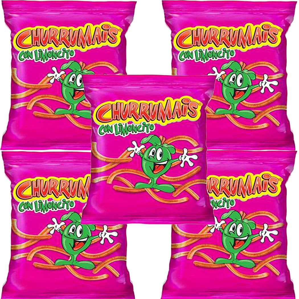 chuRmi CHURRUMAIS Corn Chips Strips, Lime and Chili, 58g Package, Box of