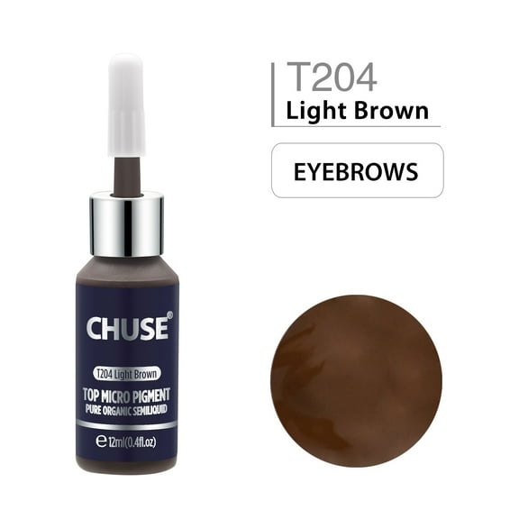 CHUSE T204, 12ml, Light Brown, Passed SGS,DermaTest Top Micro Pigment Cosmetic Color Permanent Makeup Tattoo Ink