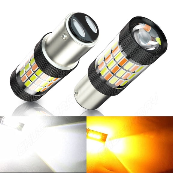 CHUSYYRAY 1157 Switchback 5.2x1.8cm White & Amber LED Automotive Bulb fits Turn Signal Light 2 Pack