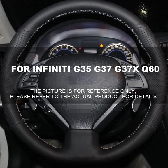 CHUSYYRAY 15" Steering Wheel Cover Genuine Leather for Infiniti G35 G37 G37X Q60