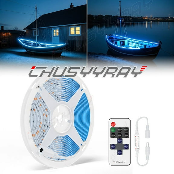 CHUSYYRAY 2835 Wireless Blue LED Strip Kit Boat Marine Deck Interior Lighting 32ft/10m Waterproof