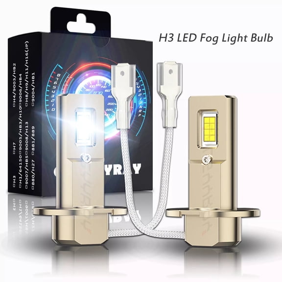 CHUSYYRAY 2Pcs H3 LED Fog Light Bulb Conversion Kit Super Bright White DRL Lamp 6500K 100W