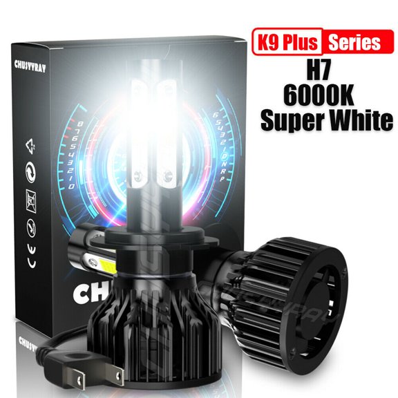 CHUSYYRAY 2X H7 COB LED Headlight Bulb Kit High/Low Beam Xenon 6000K White