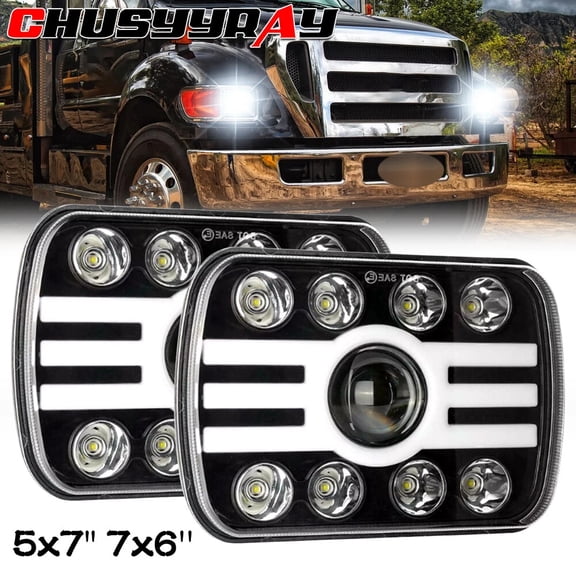 CHUSYYRAY 2x 7x6" LED Sealed Headlights High Low Beam for Ford F650 2000-2015 F750 Trucks