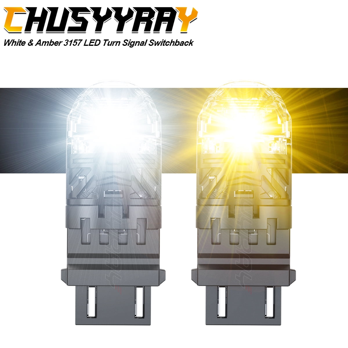 CHUSYYRAY 3157 LED DRL Switchback Turn Signal Parking Light Bulbs White ...