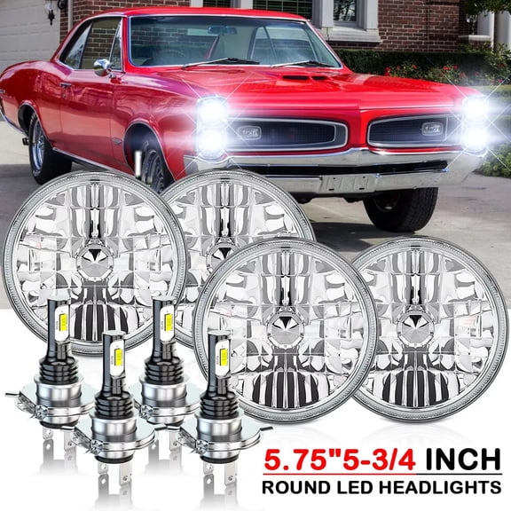 CHUSYYRAY 4Pcs 5.75" 5 3/4" LED Headlights Hi-Lo Beam for Pontiac GTO Grand Prix Firebird