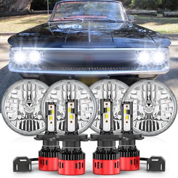 CHUSYYRAY 4Pcs 5.75" 5 3/4 Round LED Hi-Lo Beam Headlights for Cutlass 1962-1973