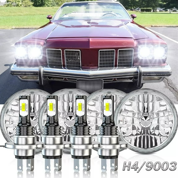 CHUSYYRAY 4Pcs 5.75" LED Headlights Dual Beam 6000K White for Oldsmobile Delta-88 Cutlass 1958-1975