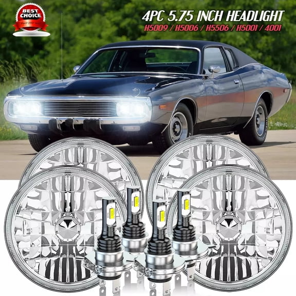CHUSYYRAY 4Pcs 5.75" LED Round Headlights High Low Dual Beam for Dodge Charger 1966-1974