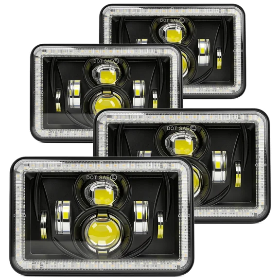 CHUSYYRAY 4x6 Inch LED Headlight for Chevrolet Caprice 1977-1986 Hi/Lo Beam with DRL DOT Approved Replacement H4651 H4652 H4666 Plug and Play - 4 Pack