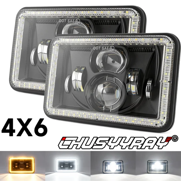 CHUSYYRAY 4x6 LED Headlight High Low Beam for Chevrolet S10 1995-1997 DOT Approved Replacement H4651 H4652 H4666 H6545 - 2 PCS