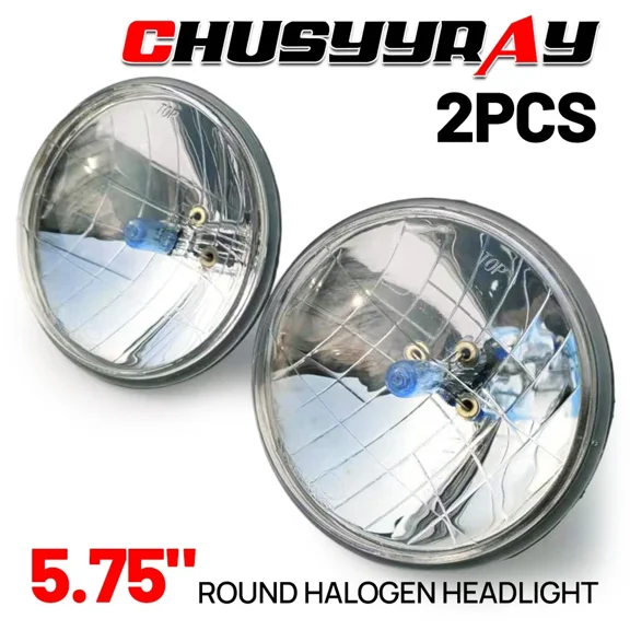CHUSYYRAY 5 3/4'' 5.75 inch Round Headlights for Chevy Corvette 1962-1982 6000K White High Low Beam, Plug n Play, 4-Pack