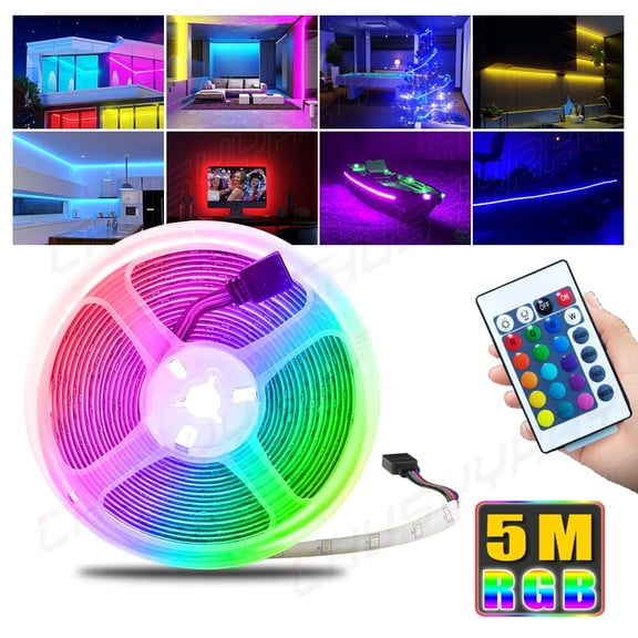 CHUSYYRAY 5m/16ft RGB LED Strip Light, Manual Waterproof Indoor/Outdoor