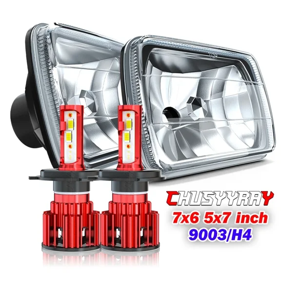 CHUSYYRAY 5x7 7x6 Inch LED Headlight with H4 9003 Bulb for 1999-2010 Ford F250 F350 F450 F550