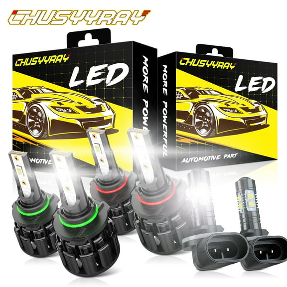 CHUSYYRAY 6000K LED Headlights 9005 9006 Hi/Lo 881 Fog Light Bulbs Kit For GMC Sonoma 98-04