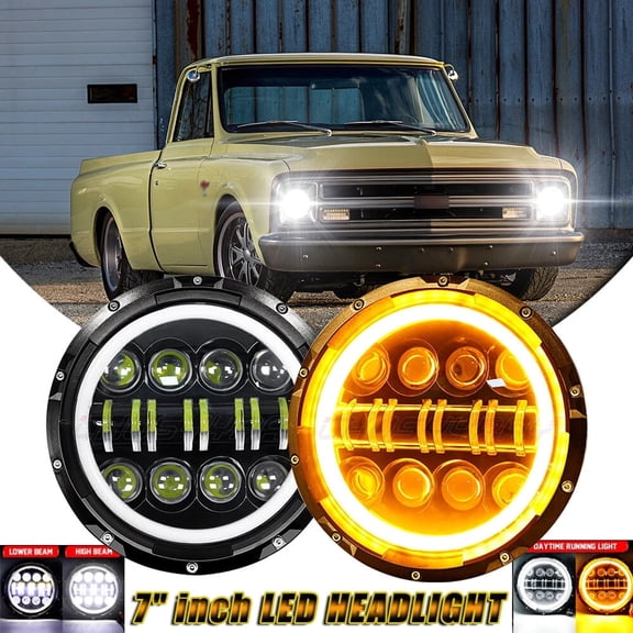 CHUSYYRAY 7" LED Headlight Hi/Lo Beam fit Chevy C10 C20 C30 K10 K20 K30 Truck LUV