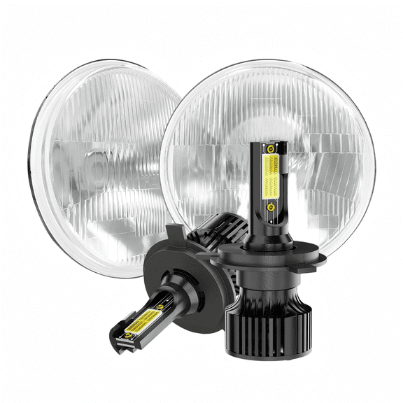 CHUSYYRAY 7 Inch Round Headlight with H4 LED Bulb for Ford Thunderbird 1977 1978 1979