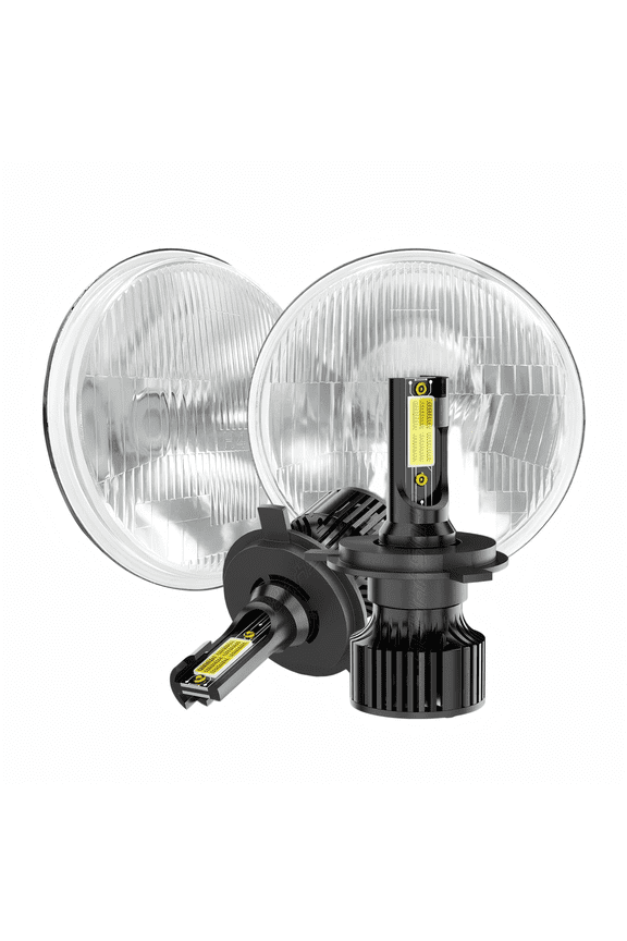 7 Inch Round Headlight with H4 LED Bulb for Mazda RX-7 1979 1980 1981 1982 1983 1984 1985