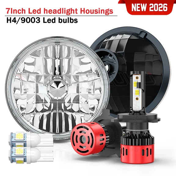 CHUSYYRAY 7 Inch Round LED Headlight H4/9003 High Low Beam for Chevy C30 1975-1980 Plug and Play