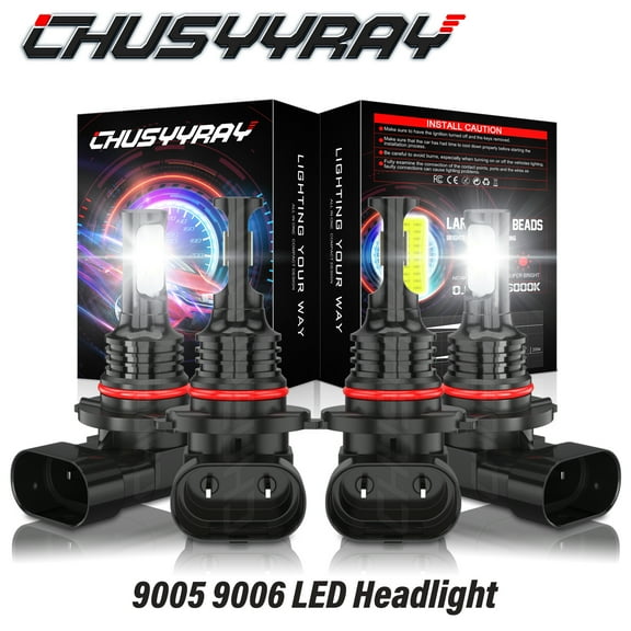 CHUSYYRAY 9005 9006 LED Combo Headlight Bulbs Kit High Low Beam 6000K Pure White Super Bright 4 x