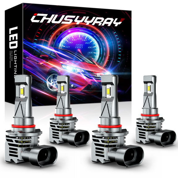 CHUSYYRAY 9005 9006 LED Headlight Hi+Low Beam Bulbs Combo 6000K White Super Bright 4PC