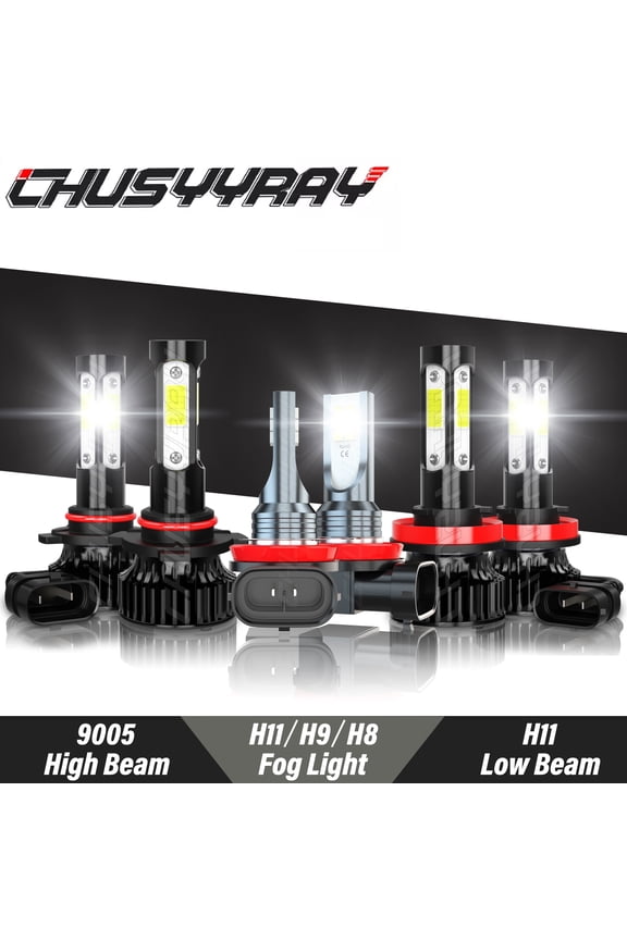 9005 H11 H11 LED Front Headlight High Low Beam Fog Light Bulbs Upgrade Kit 6000K White 6x