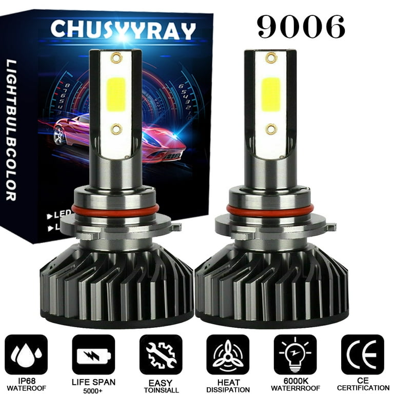 CHUSYYRAY 9006/HB4 LED Headlight Bulbs, 10000 Lumens Super Bright LED  Headlights Conversion Kit 6500K Cool White IP68 Waterproof 2Pcs 