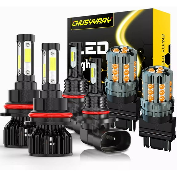 CHUSYYRAY 9007 9145 3157 LED Heaadlight Fog Light Turn Signal Lamp Bulbs Kit 6x