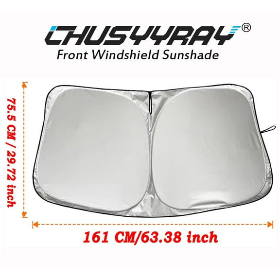 CHUSYYRAY Car Front Windshield Sun Shade Shield Visor UV Heat Block 63*29 Inch