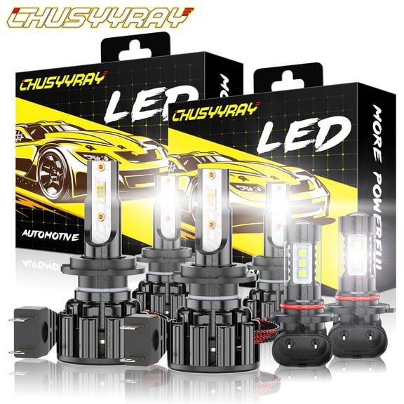 CHUSYYRAY For 2004-2008 Chrysler Crossfire 6x CSP H7 LED Headlights + 9006 Fog Light Bulbs Kit