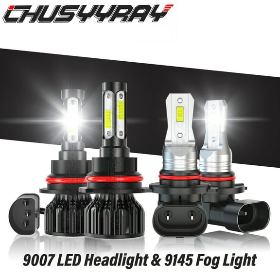 CHUSYYRAY LED Headlight High Low Beam Fog Light Bulbs for Ford Excursion 2000-2004 6000K White 4x