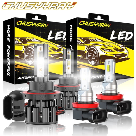 CHUSYYRAY For Ford Freestyle 05-07 White 9008 LED Headlight+H11 Fog Light 4 Bulbs Combo Kit